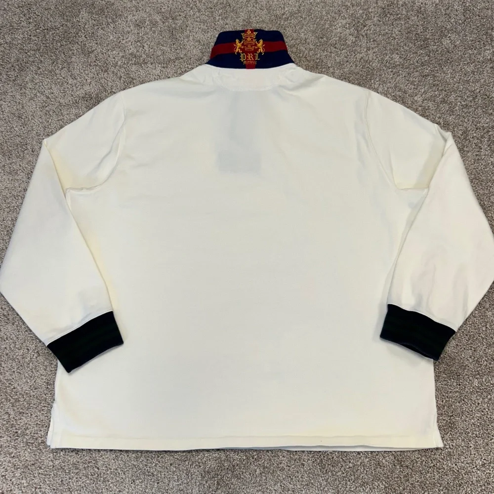 Vintage Polo Ralph Lauren Rugby Polo Shirt‎ L/S LXVII Crest Men NO SIZE TAG